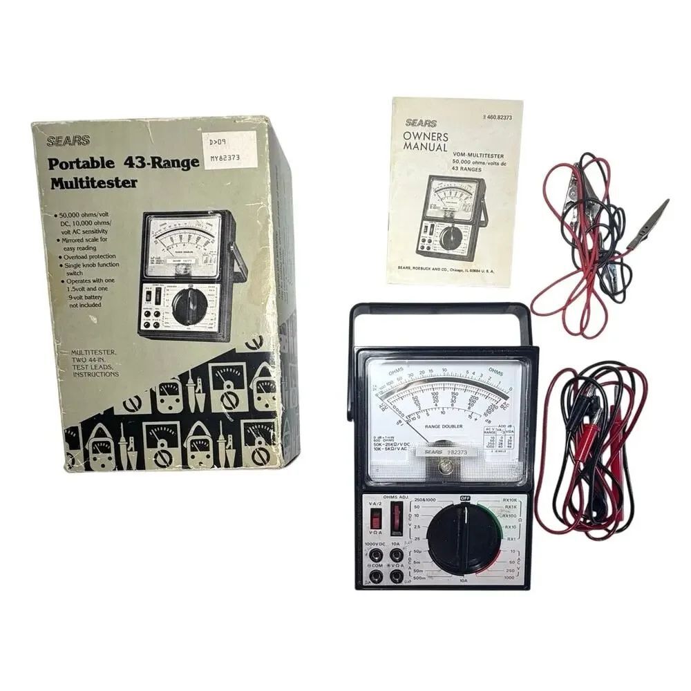 Vintage Sears Portable 43-Range
Multitester in Original Box w/ Manual - Tested